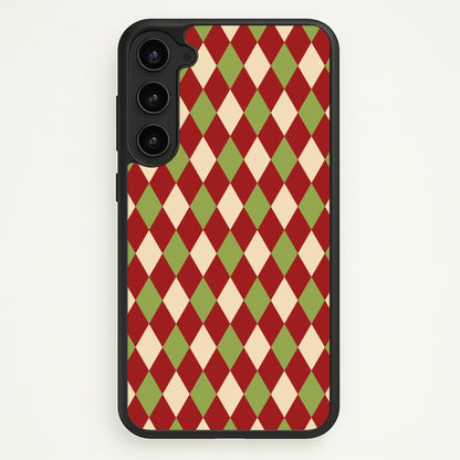 Red And Green Argyle Christmas Pattern Galaxy S23 Plus Case
