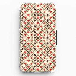 Zig-Zag Card Suits Pattern Flip / Wallet Phone Case