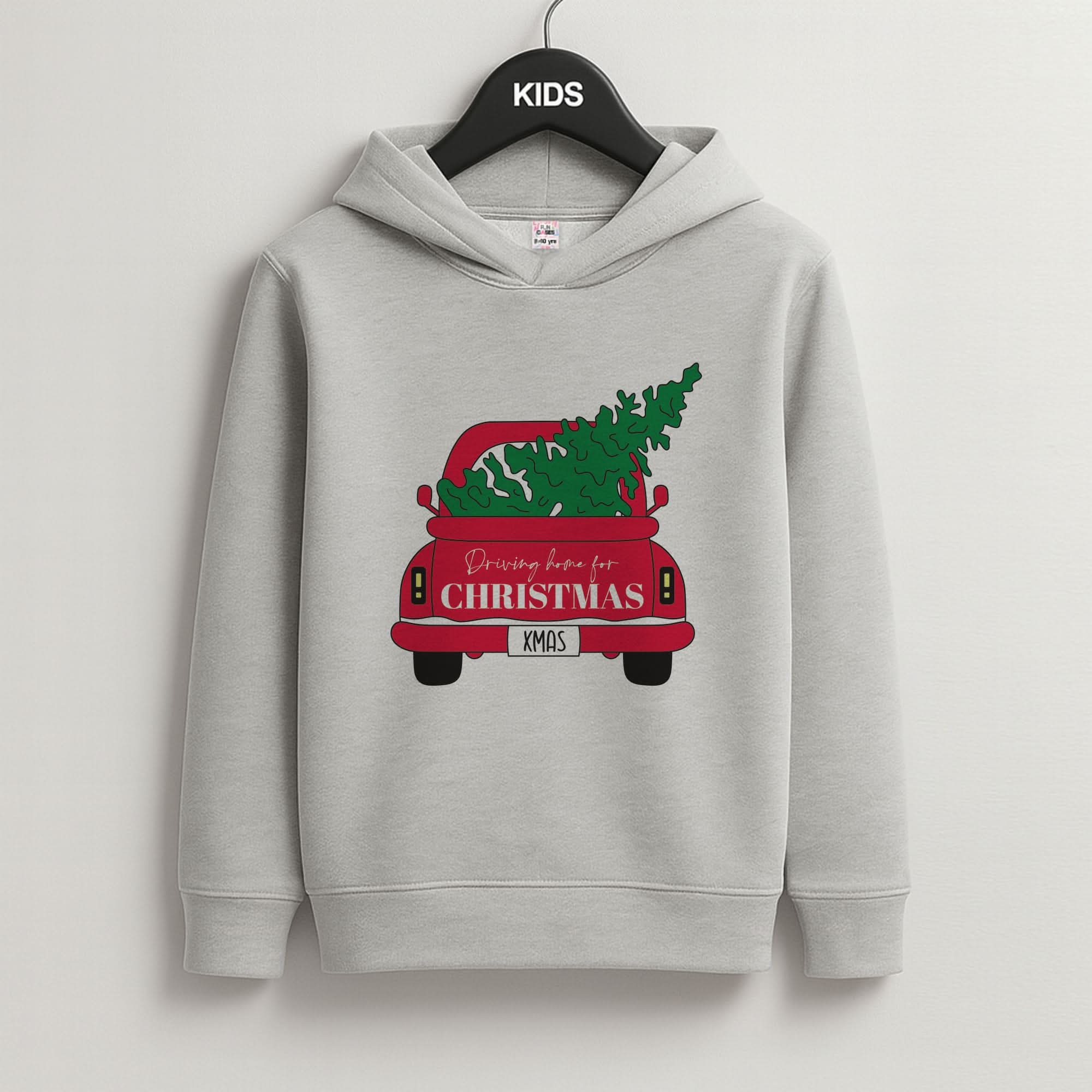 Driving Home For Christmas Truck Grey Kids Hoodie