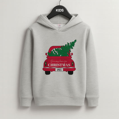 Driving Home For Christmas Truck Grey Kids Hoodie
