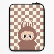 Checkered Cute Brown Monster  Laptop Sleeve 1