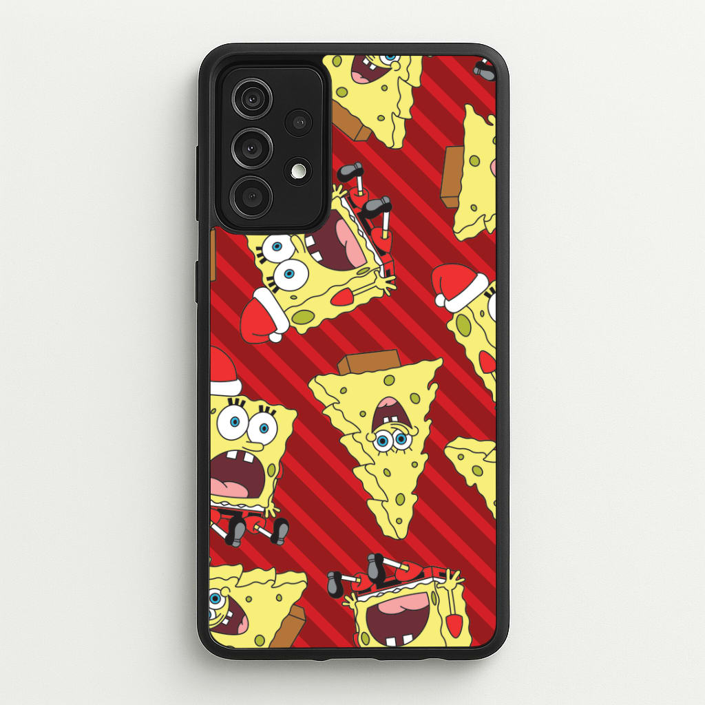 Christmas Cartoon Sponge Stripes Pattern Galaxy A52 / A52s Case