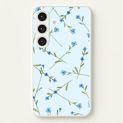 Baby Blue Floral Pattern Galaxy S24 Case