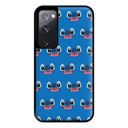 Blue Alien Face Pattern Galaxy S20FE Case