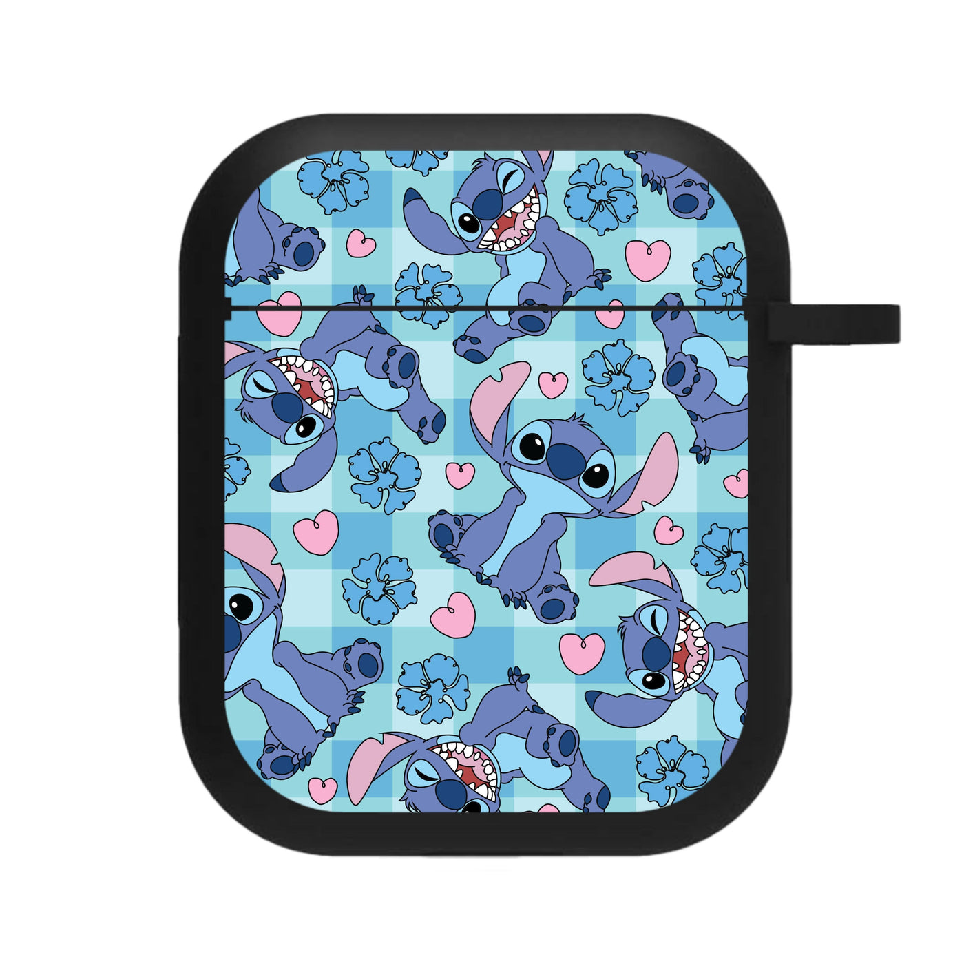 Blue Alien And Hearts Pattern AirPods Case