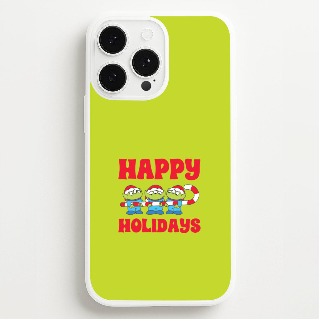 Happy Holidays Cute Green Aliens iPhone 13 Pro Max Case