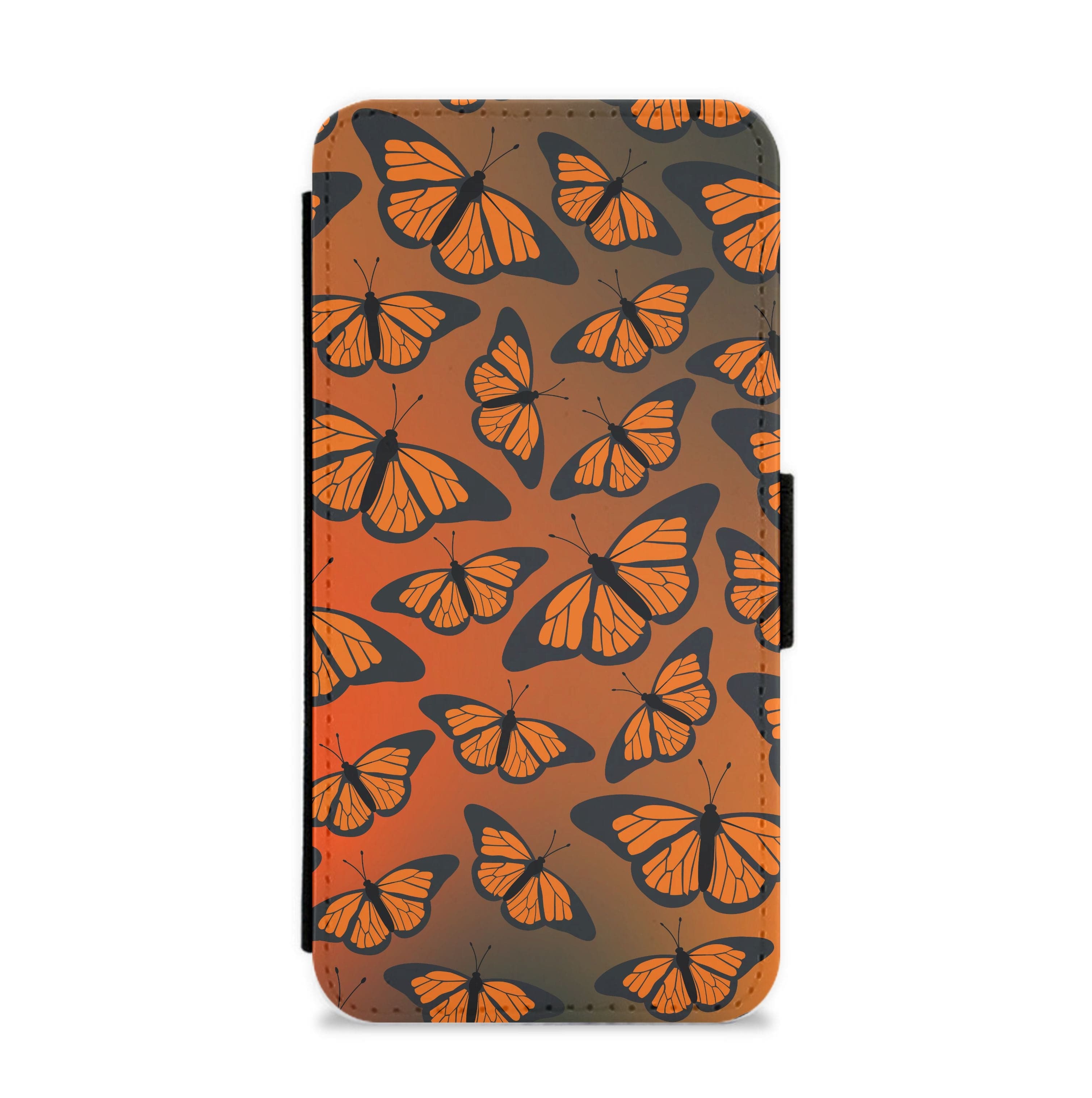 Orange Gradient Butterfly - Butterfly Patterns Flip / Wallet Phone Case