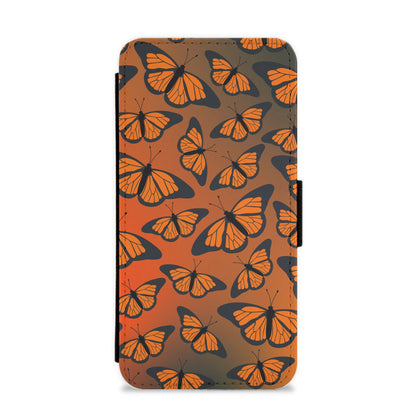 Orange Gradient Butterfly - Butterfly Patterns Flip / Wallet Phone Case