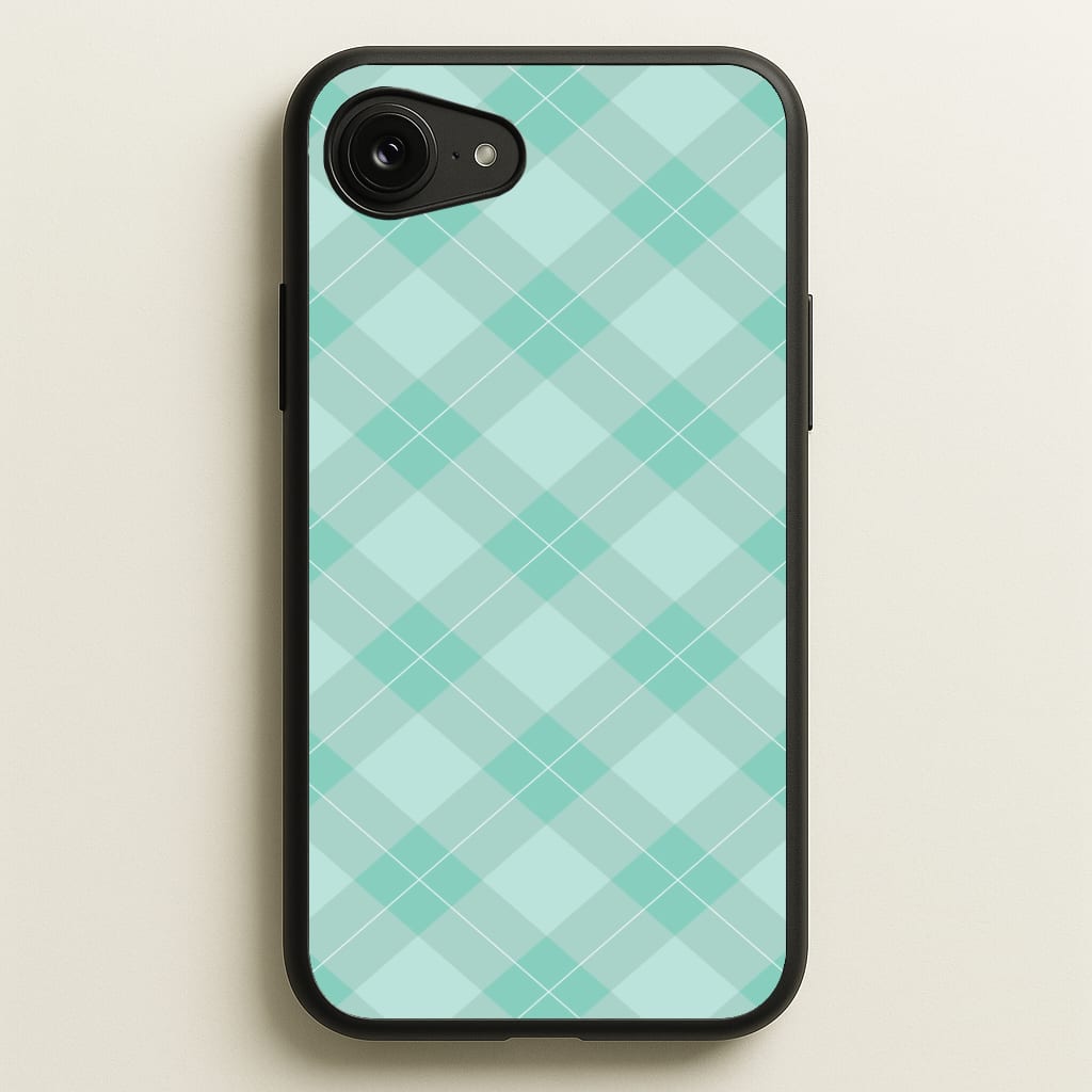 Light Cyan Tartan Christmas Pattern iPhone 16e Case