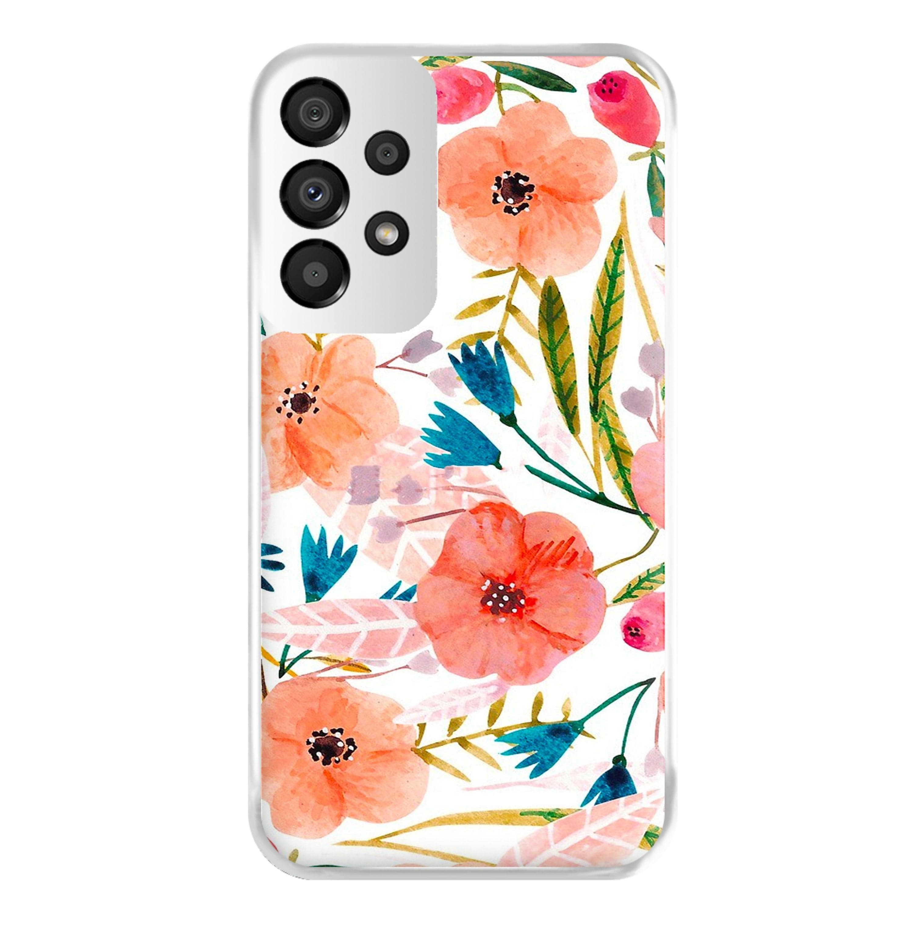 Peach Watercolour Floral Pattern Phone Case