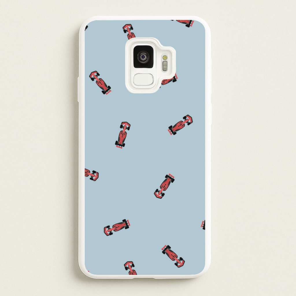 Race Cars Pattern Blue Galaxy S9 Case