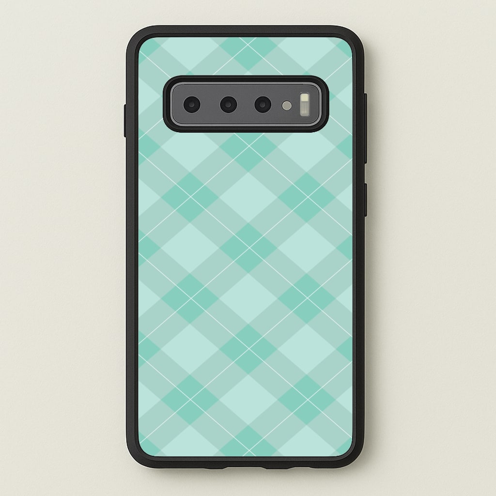 Light Cyan Tartan Christmas Pattern Galaxy S10 Plus Case