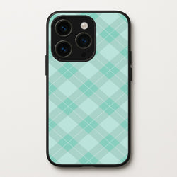 Light Cyan Tartan Christmas Pattern iPhone 15 Pro Case