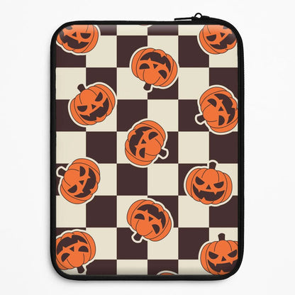 Pumpkin Stickers Checkered Pattern Universal Laptop Sleeve