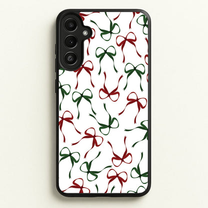 Red And Green Coquette Christmas Bows Pattern Galaxy A36 Case