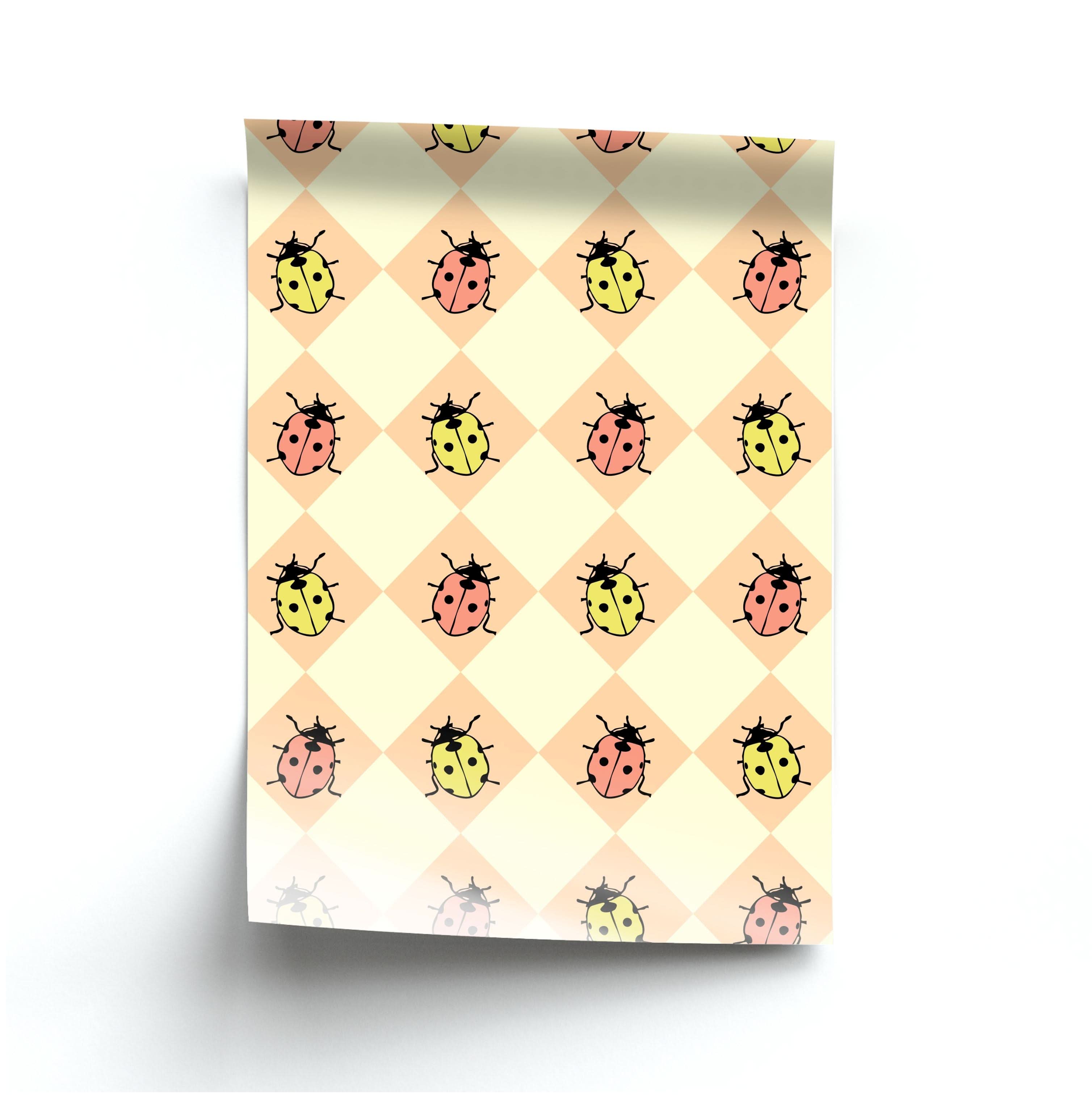 Argyle Ladybugs Pattern Poster