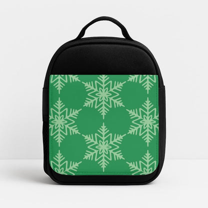 Green Giant Snowflakes Christmas Pattern Insulated Lunch Bag