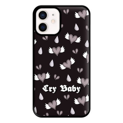 Cry Baby Monochrome Hearts Pattern iPhone 13 Mini Case