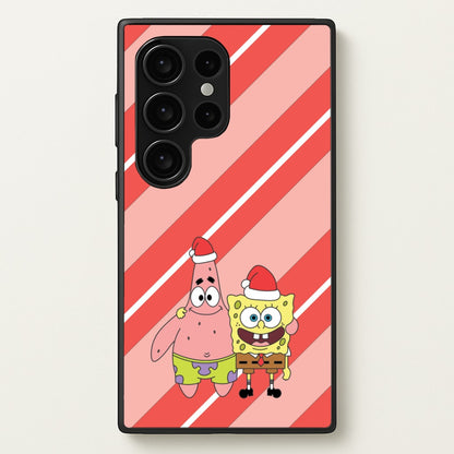 Cartoon Sponge And Starfish Christmas Hats Galaxy S24 Ultra Case