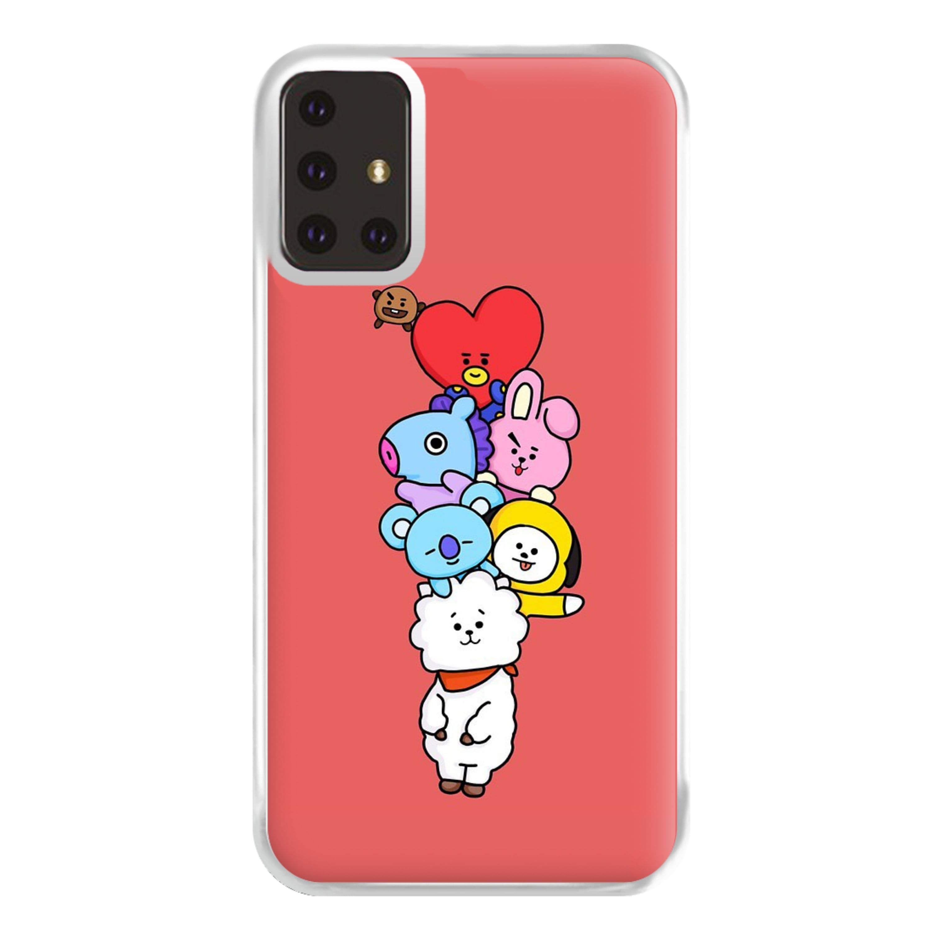 Red BT21 - RJ, Mang, Koya, Chimmy, Cooky, Shooky, Tata - K Pop Phone Case