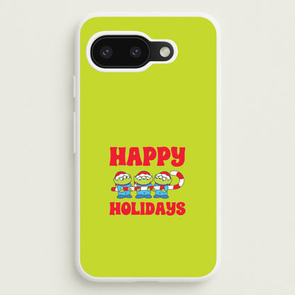 Happy Holidays Cute Green Aliens Google Pixel 9a Case