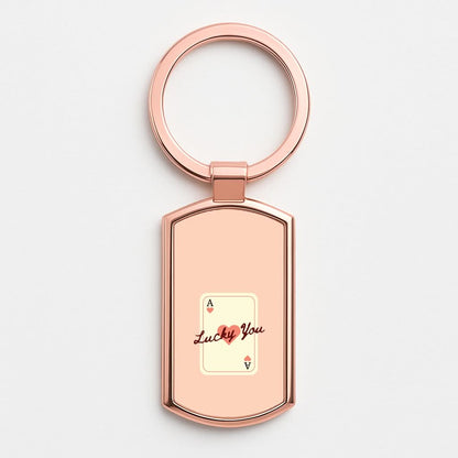 Lucky You Card Rose Gold Keyring