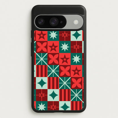 Geometric Square Christmas Pattern Google Pixel 10 / 10 Pro Case