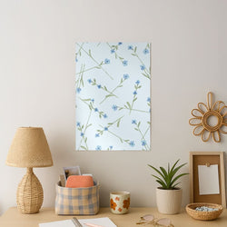 Baby Blue Floral Pattern Art Print