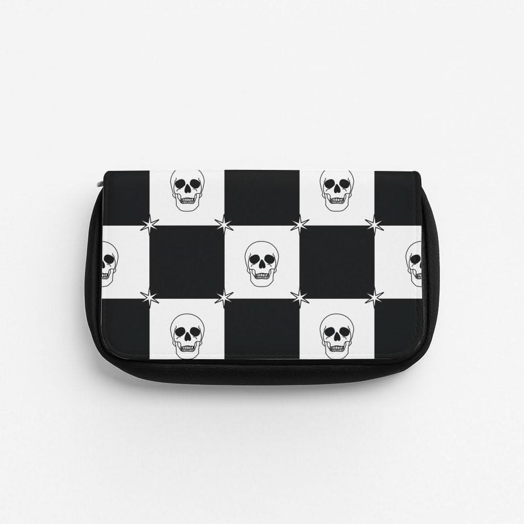 Checkered Skulls Pattern Pencil Case