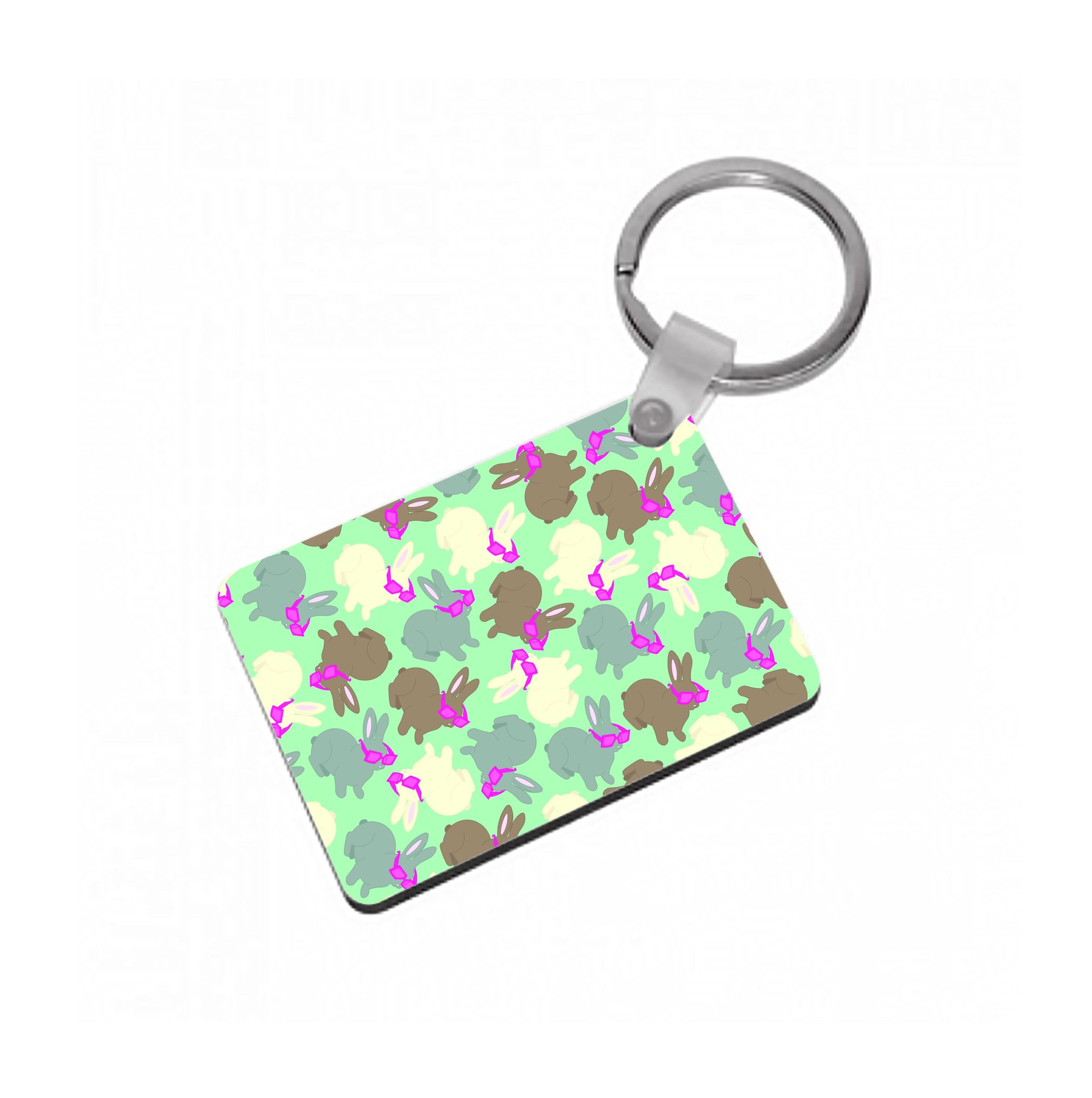 Bunny With Glasses Pattern Keyring