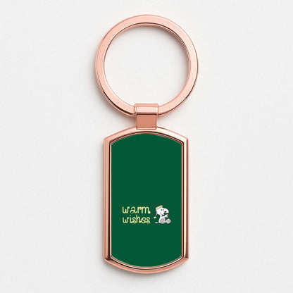 Cartoon Beagle Warm Wishes Rose Gold Keyring