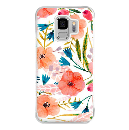 Peach Watercolour Floral Pattern Phone Case