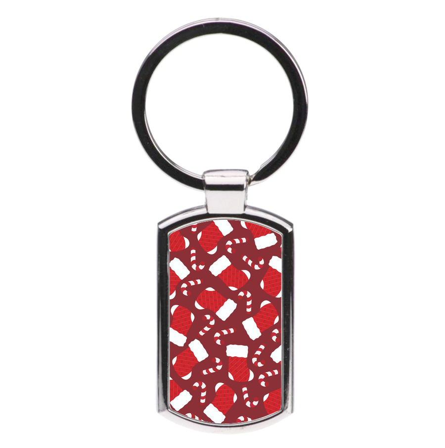 Red Stocking Pattern Luxury Keyring