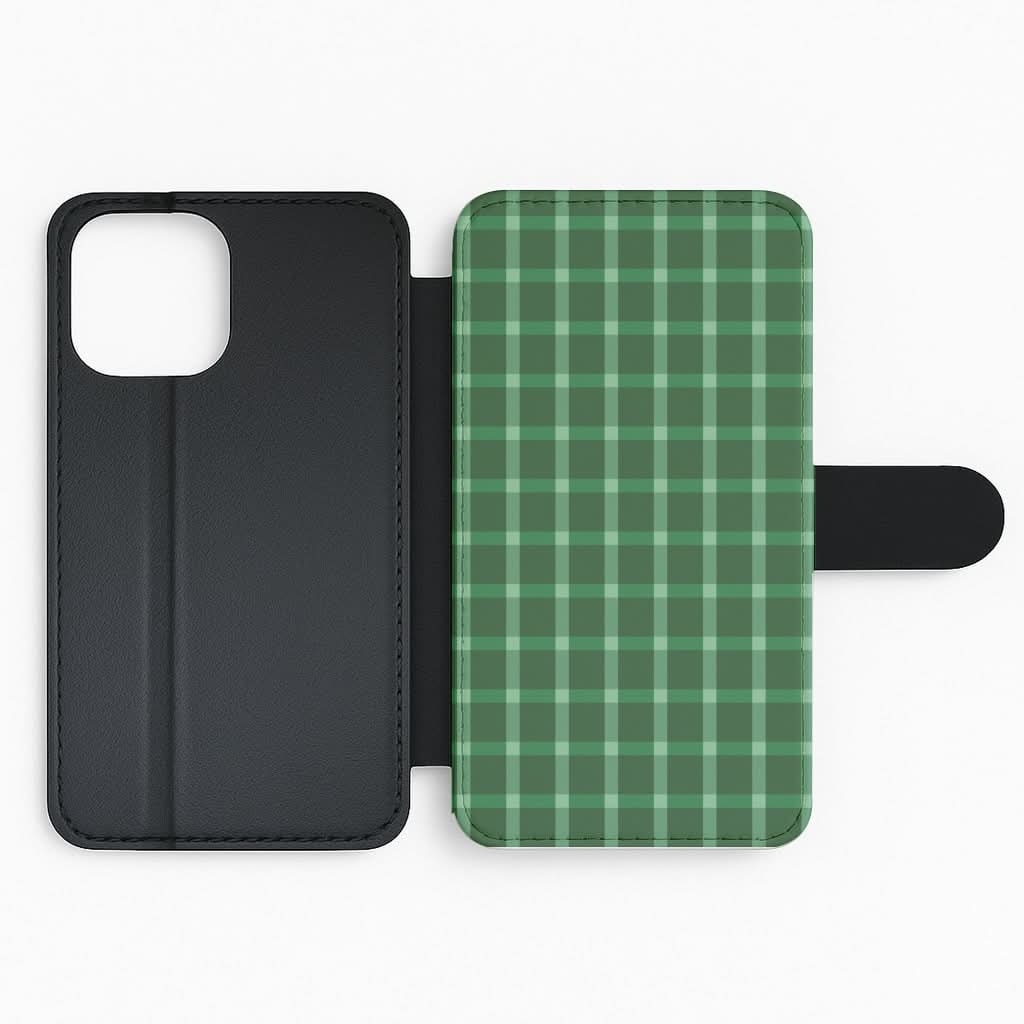 Dark Green Tartan Christmas Pattern Flip Phone Case