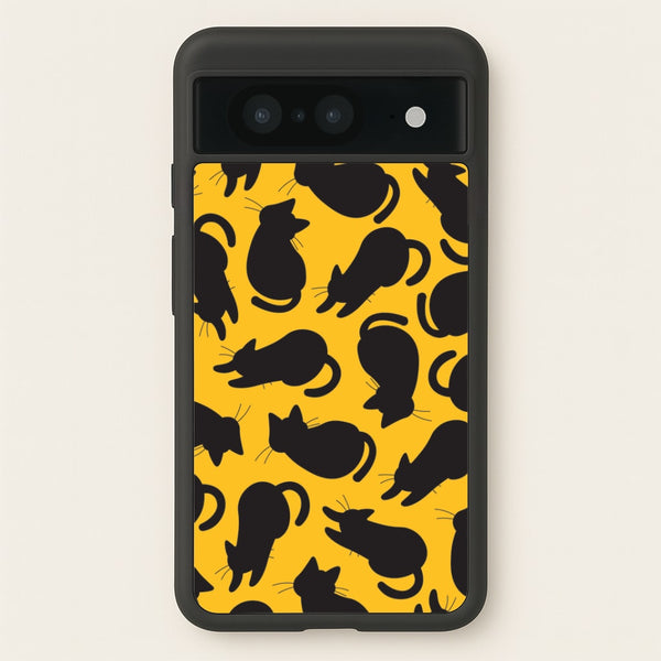 Black Cat Silhouettes Pattern Google Pixel 8 Case
