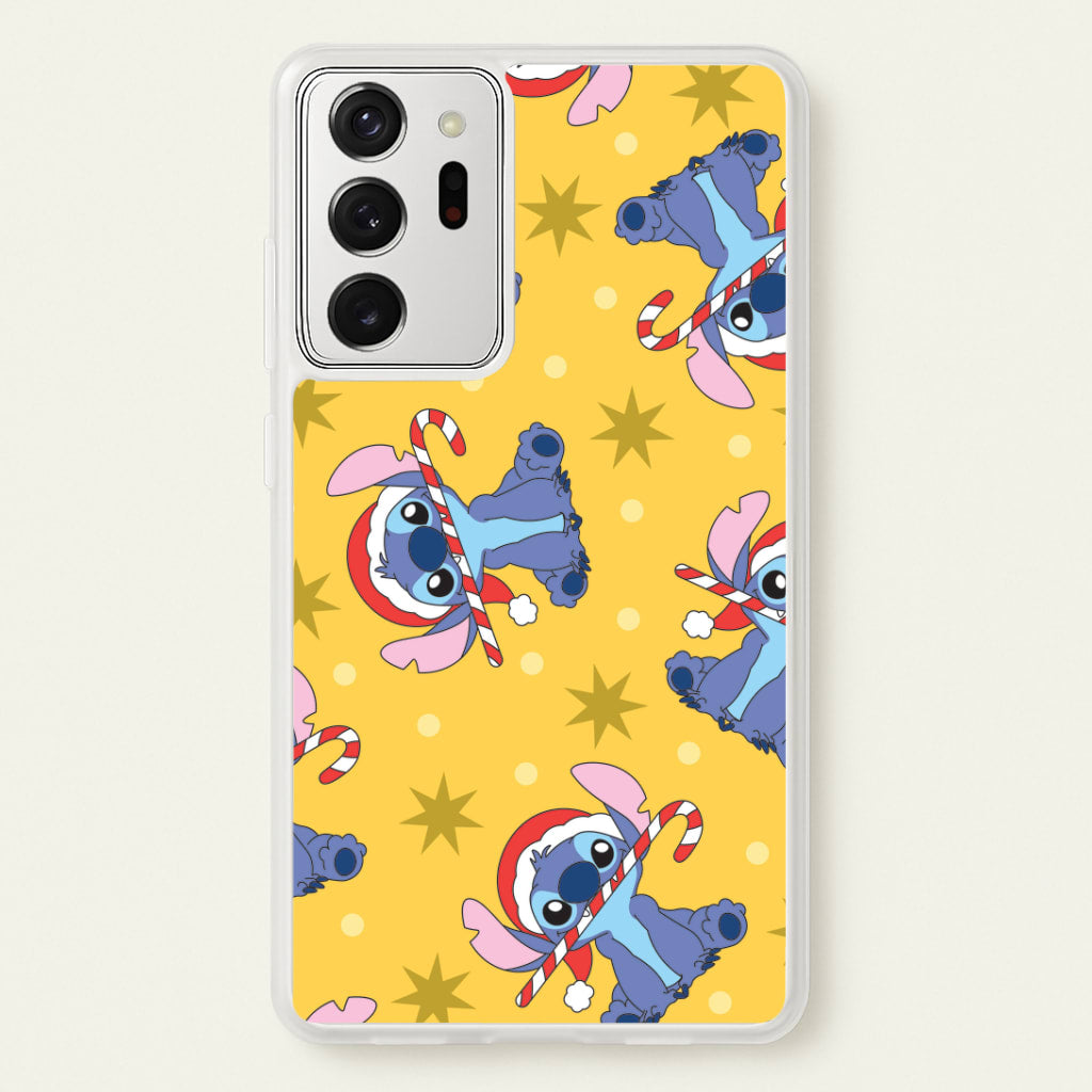 Cute Blue Alien Candycane Christmas Pattern Galaxy Note 20 Ultra Case