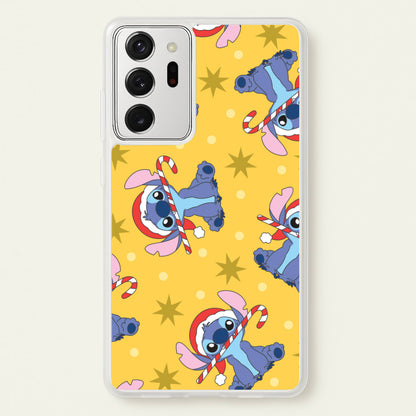 Cute Blue Alien Candycane Christmas Pattern Galaxy Note 20 Ultra Case