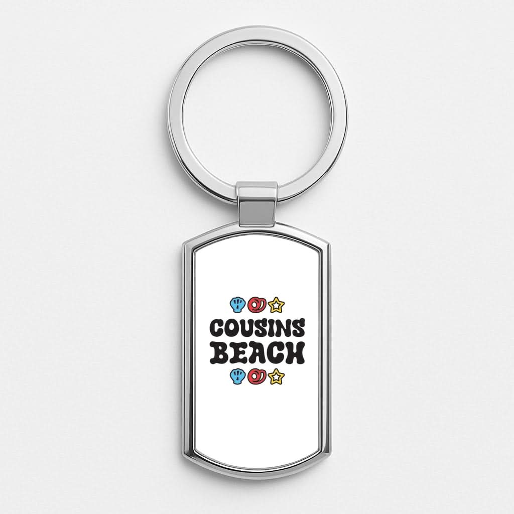 Cartoon Cousins Beach Silver Metal Keyring