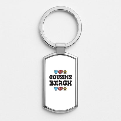 Cartoon Cousins Beach Silver Metal Keyring