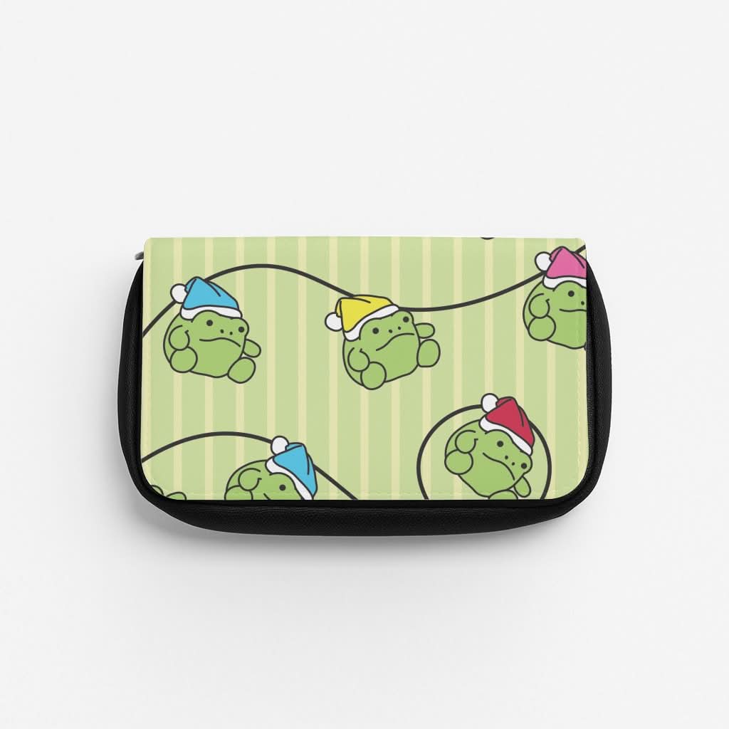 Christmas Frog Plush Fairylights Pattern Pencil Case