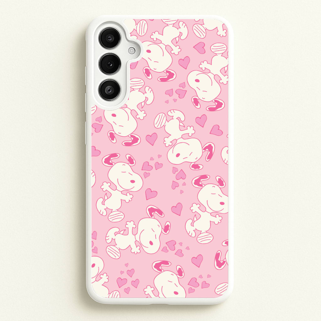 Cartoon Beagle Valentine Hearts Pattern Galaxy A36 Case