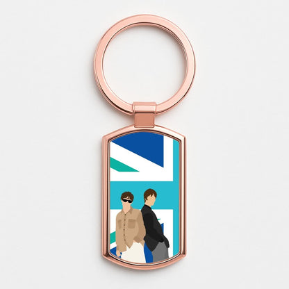 British Flag Band Members Rose Gold Keyring