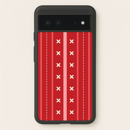 Stripes And Stitches Red Christmas Pattern Google Pixel 6 Case