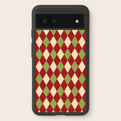 Red And Green Argyle Christmas Pattern Google Pixel 7 Case