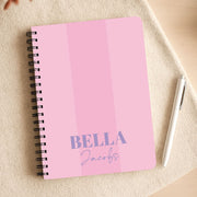 Pink Stripe Personalised Name Notebook 3