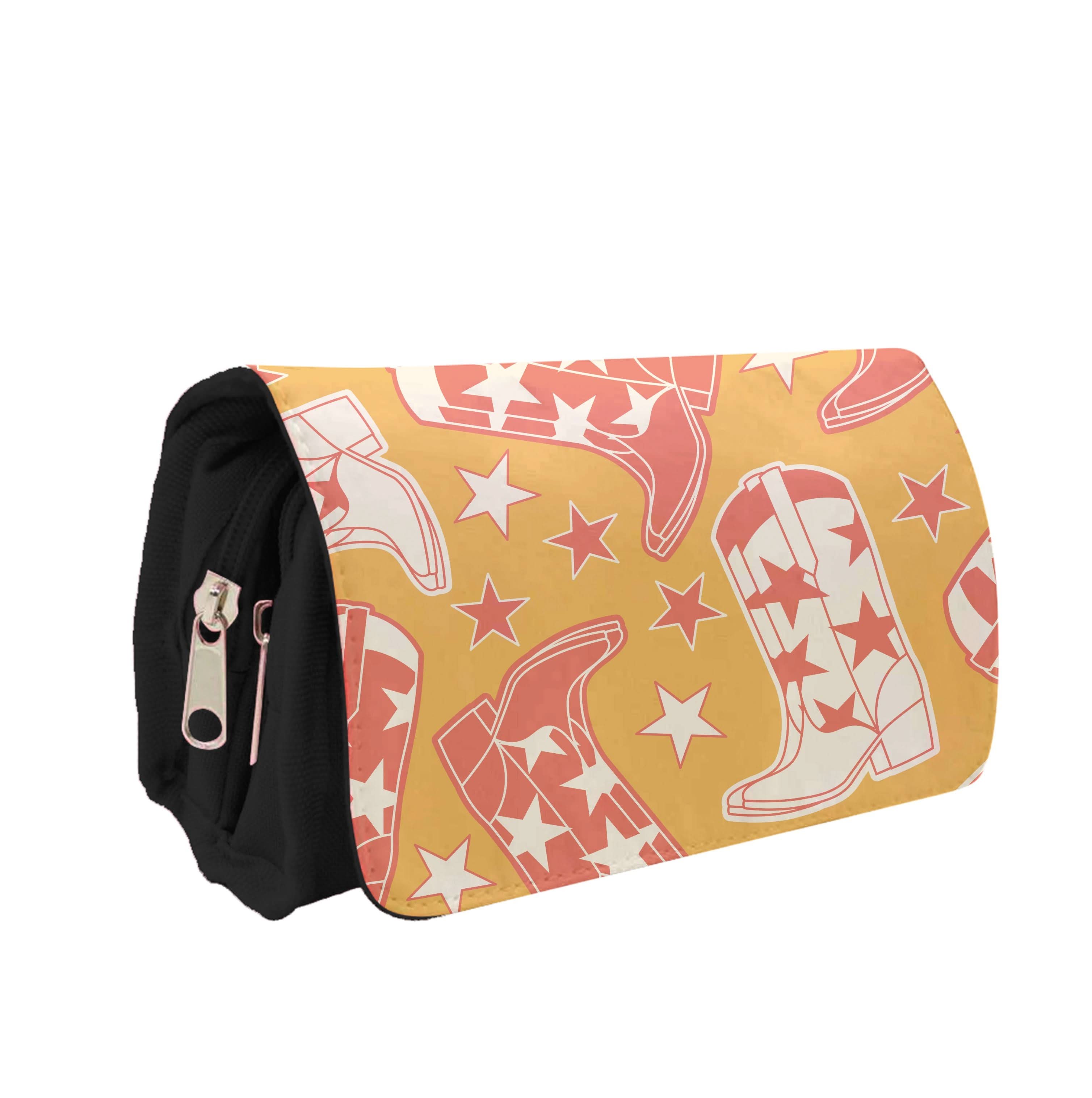 Cartoon Cowboy Boots And Stars Pattern Pencil Case