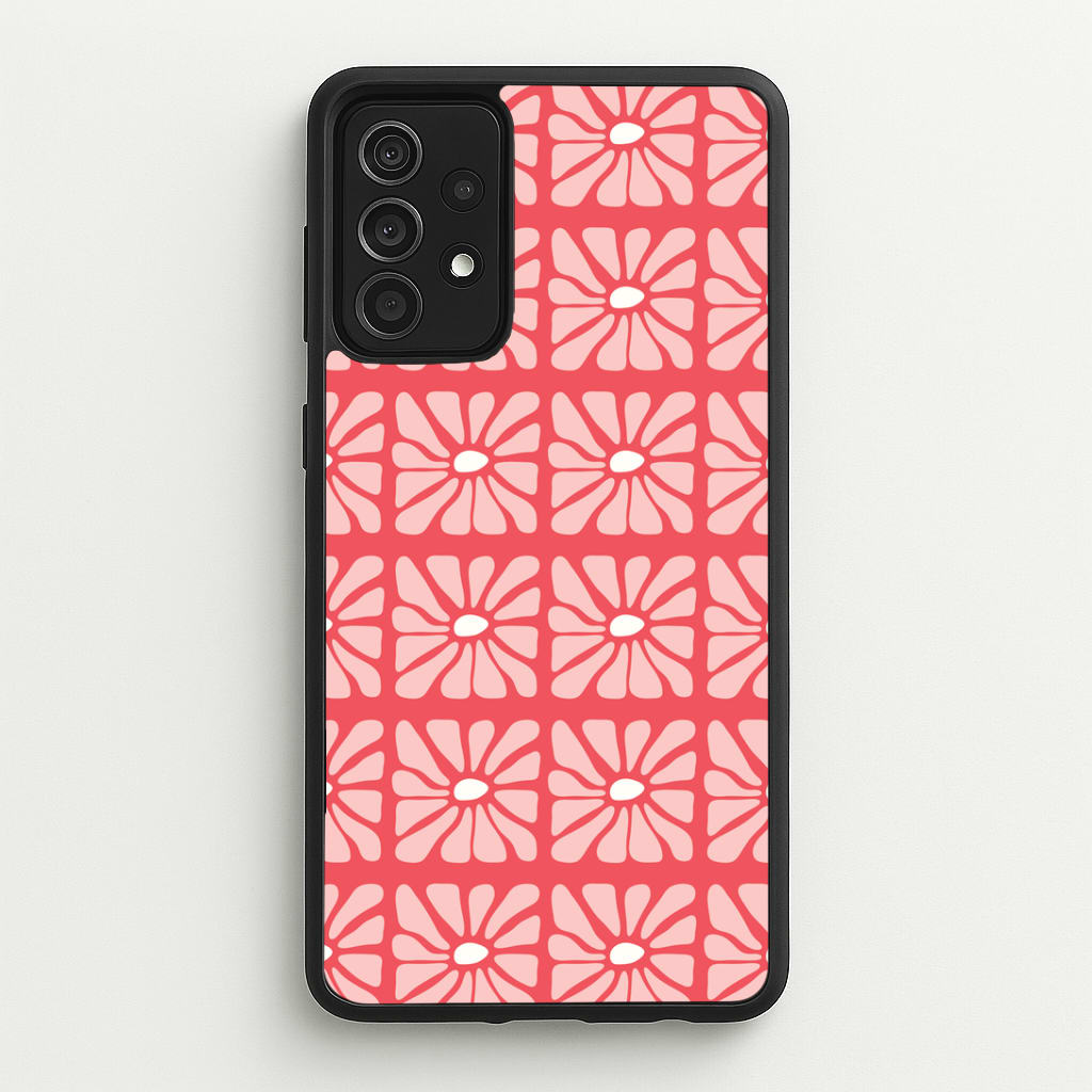 Square Abstract Flowers Pink Galaxy A52 / A52s Case