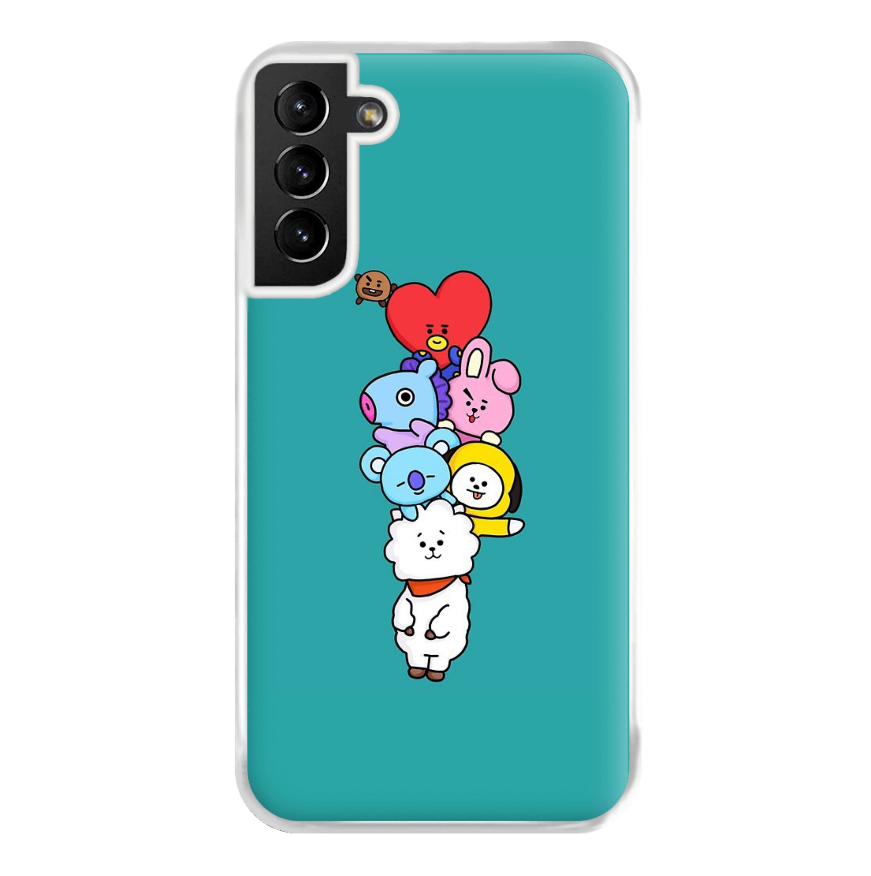 Green BT21 - RJ, Mang, Koya, Chimmy, Cooky, Shooky, Tata - K Pop Phone Case