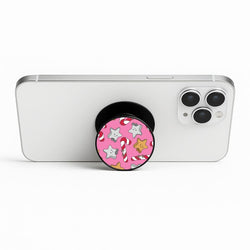 Pink Christmas Plushies Pattern Phone Stand