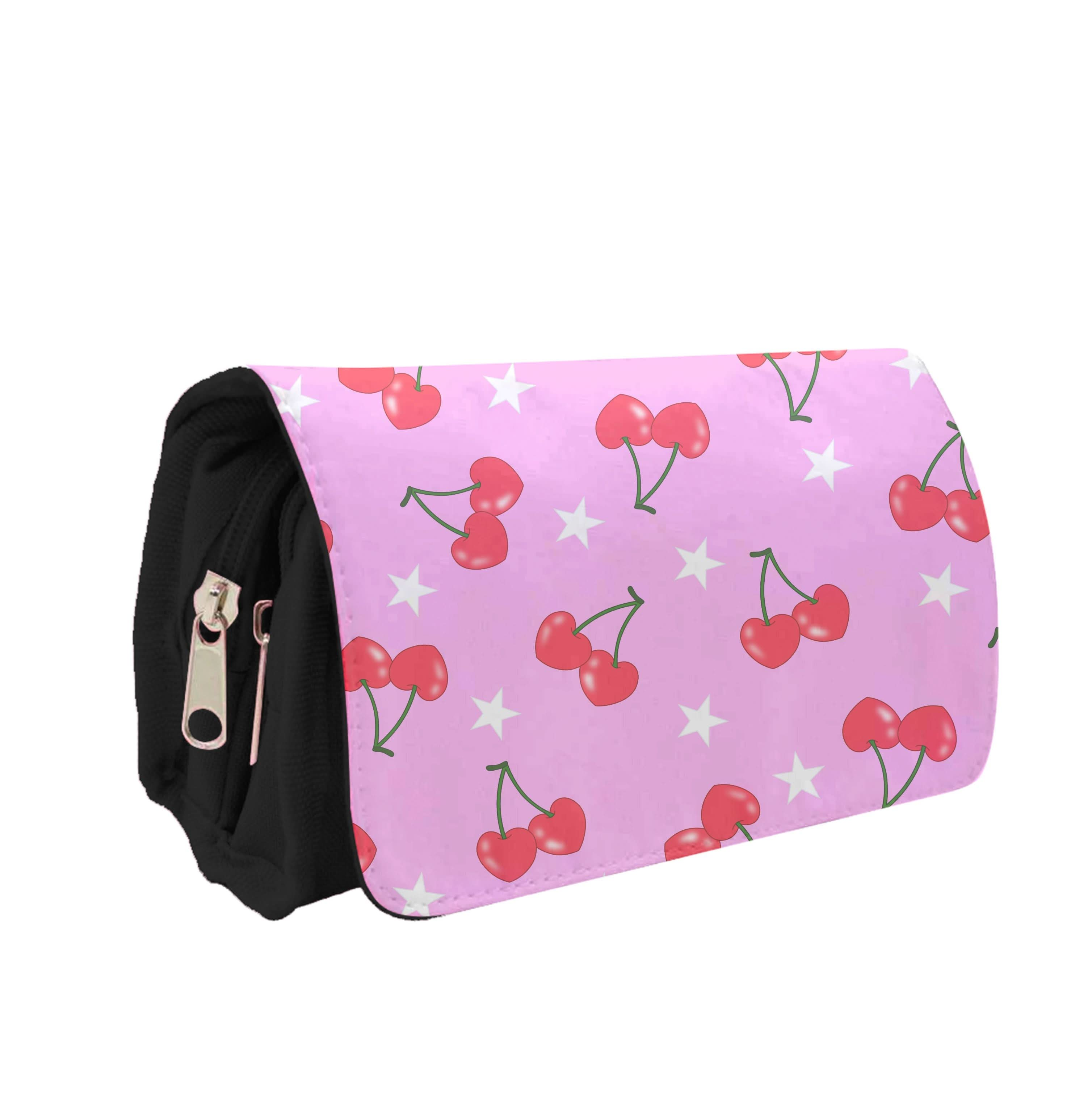 Heart Cherries And Stars Pattern Pencil Case